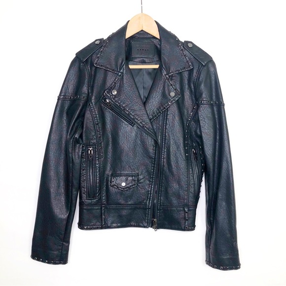 Blank NYC, black studded, vegan leather motorcycle jacket - Picture 1 of 12